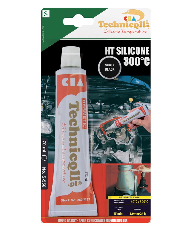 Technicqll Black High Temperature Silicone Adhesive Sealant 70Ml Heat Resistant 300'C - Image 1